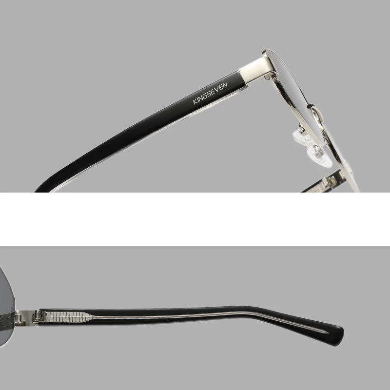 detalhes exclusivos da armação do oculos praga prata com um design exclusivo e robusto 