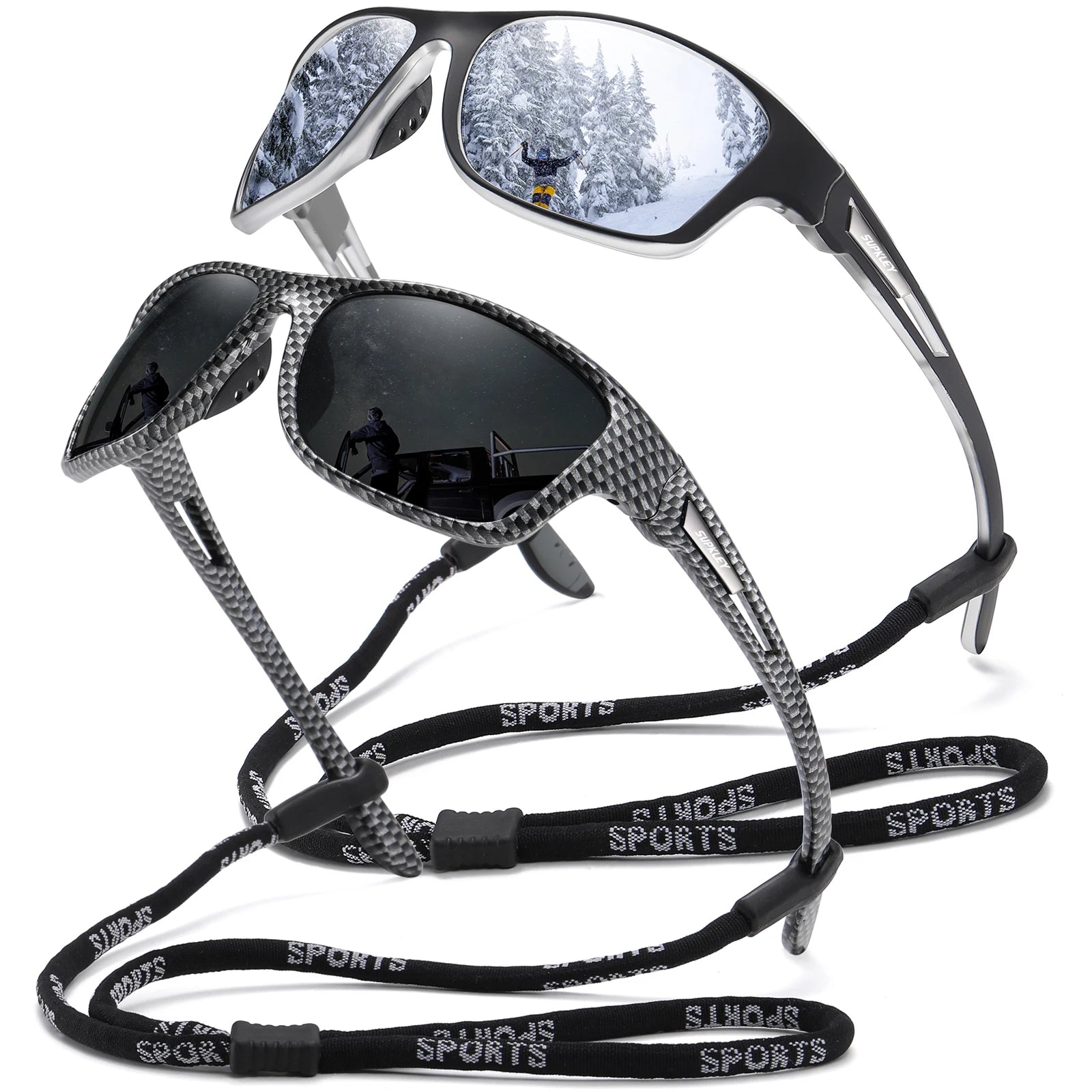 oculos de sol esportivo supkley duas unidades com desconto perfeito para atividades ao ar livre - fibra e prata